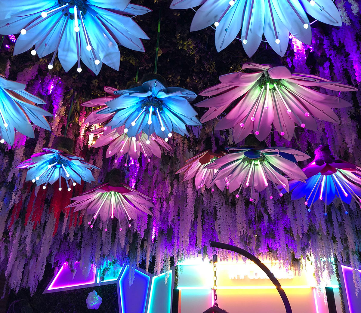 Interactive LED flower installation